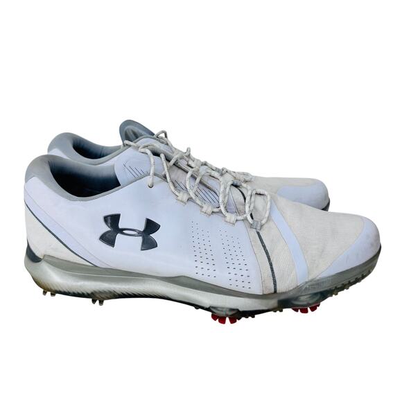 Under Armour Jordan Speith 3 Golf Shoes‎ Mens 11.5 White Soft Spikes 3021204-102 - Picture 1 of 11